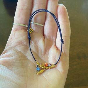 Blue Cord Bracelet with Fish Charm